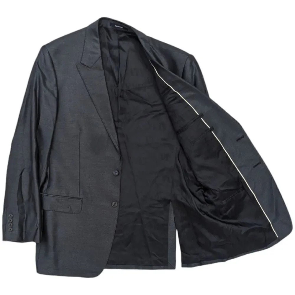 Versace Collection Men's 54R Wool & Silk Shiny Blue Two Button Blazer